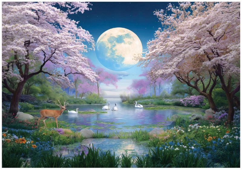 Fototapeta WALLARENA Do Sypialni Salonu Na Flizelinie Las Księżyc Krajobraz 250x175 cm 1 szt.