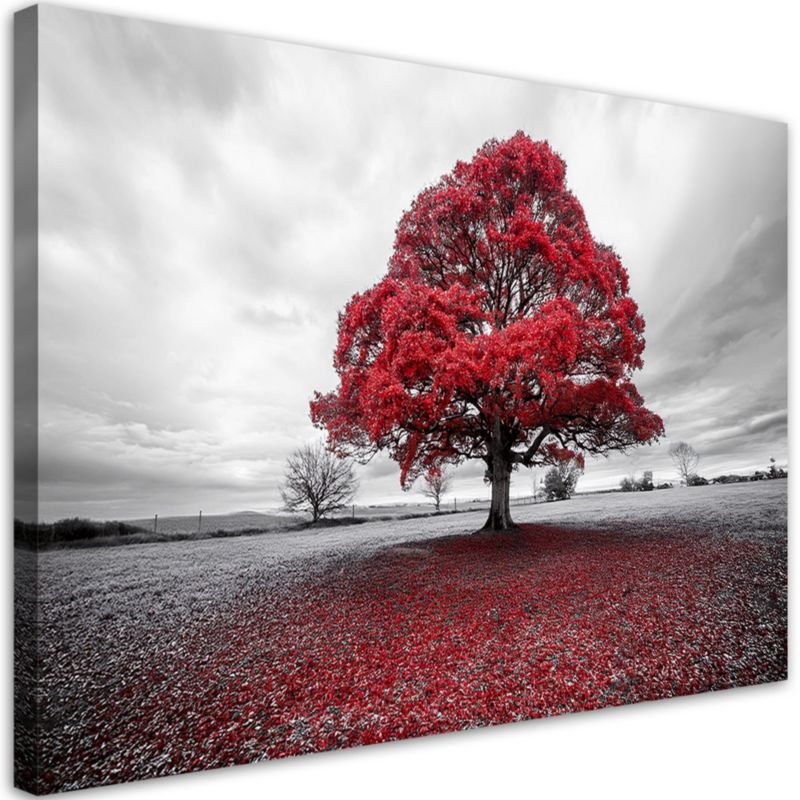 Obraz na płótnie Feeby Czerwone Drzewo Krajobraz Pejzaż 100x70cm 1szt