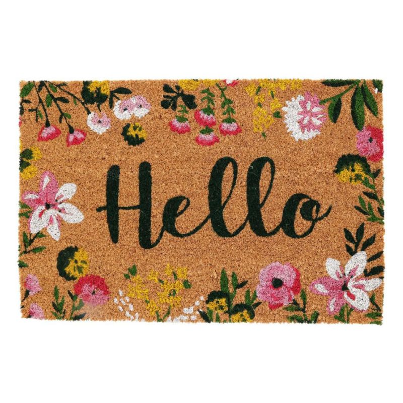 Wycieraczka Hello H&S Decoration brązowy włókno kokosowe 59x39 cm 1 szt.