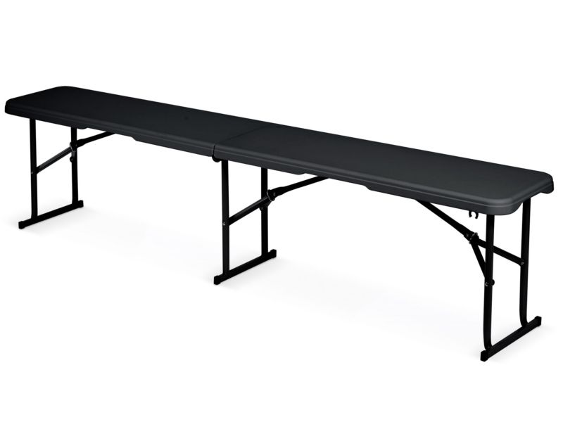 Ławka cateringowa ogrodowa Plonos 182x42x28cm składana turystyczna czarna 1 szt.
