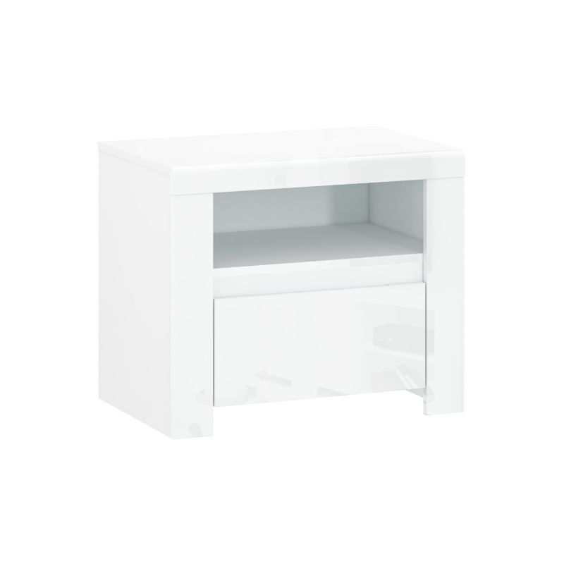 Szafka z Szufladą i Półką do Sypialni FLARE Mebel Elite 60 Biały połysk 1 szt