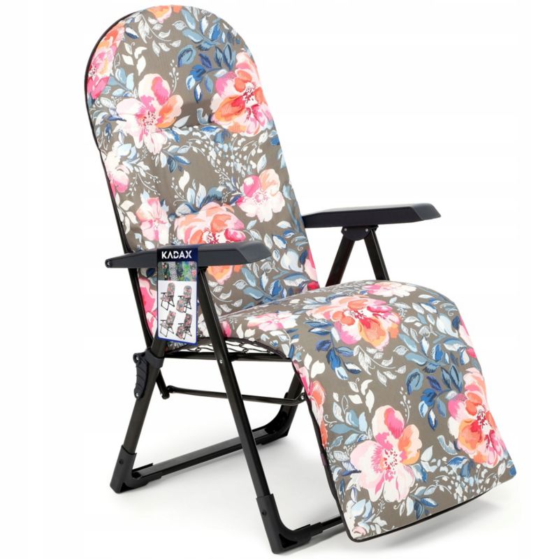 Leżak KADAX Fotel Ogrodowy Składany Plażowy Leżanka Poduszka Podnóżek Wygodny 1szt.