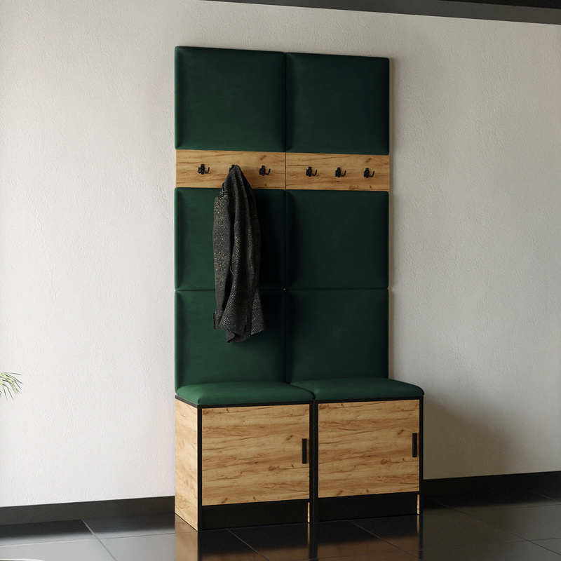 Garderoba do przedpokoju z panelami tapicerowanymi RIVIO
