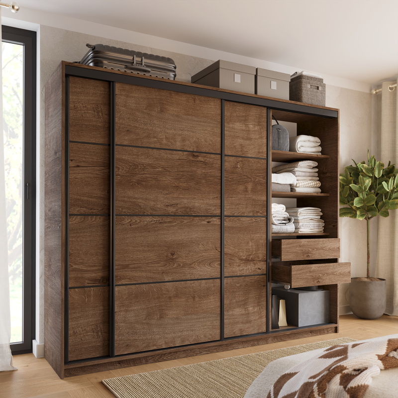 Szafa loftowa przesuwna 250 cm dąb lefkas LOFT