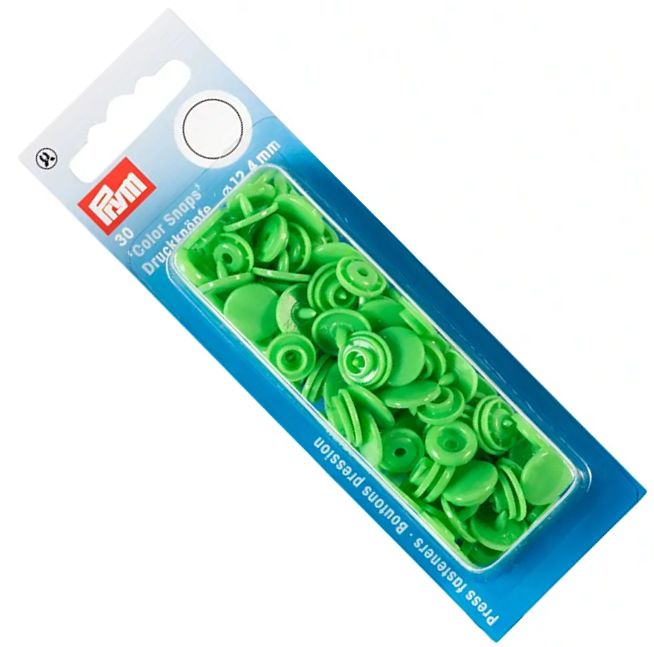 napy plastikowe COLOR SNAPS fi 12,4mm PRYM 393114 zielone .