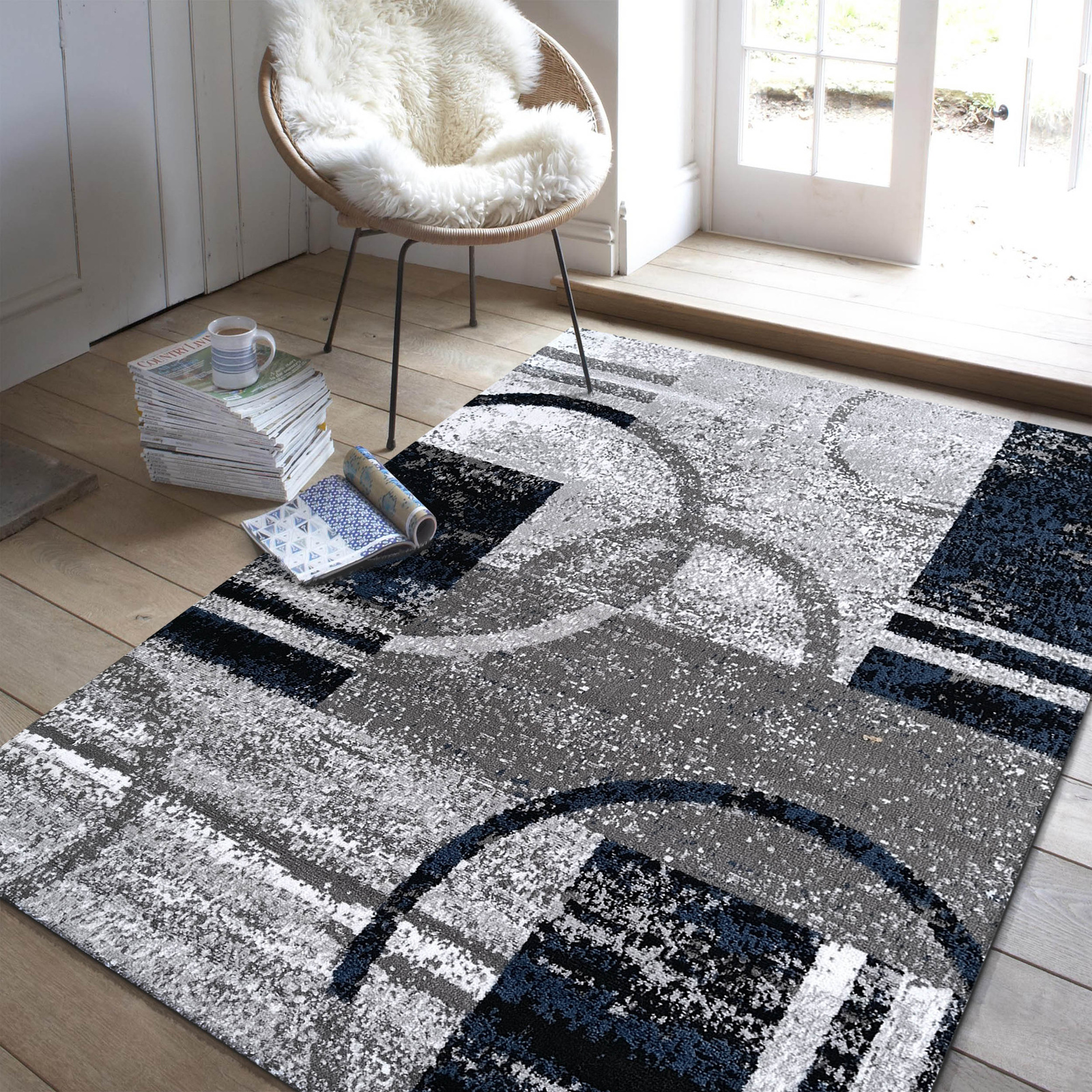 Dywan nowoczesny Selma 19 - szaro - granatowy