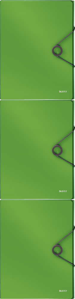 3x Teczka na dokumenty Leitz Solid, z gumką, A4, PP, 30mm, jasnozielony