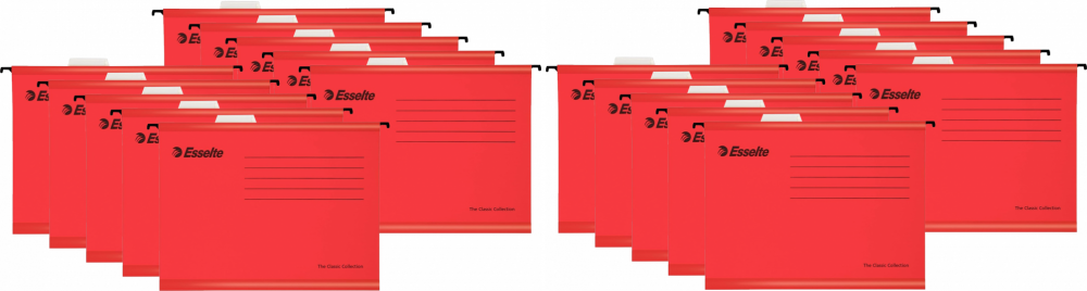 25x teczka zawieszana kartonowa Esselte Classic, wzmacniana, A4, 345x240mm, 210g/m2 czerwony