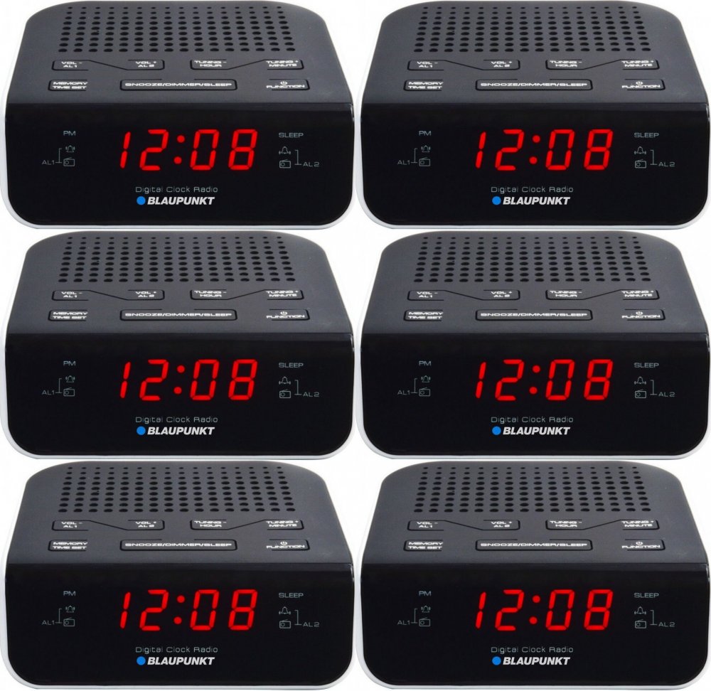 6x Radiobudzik Blaupunkt CR5WH, czarno-biały