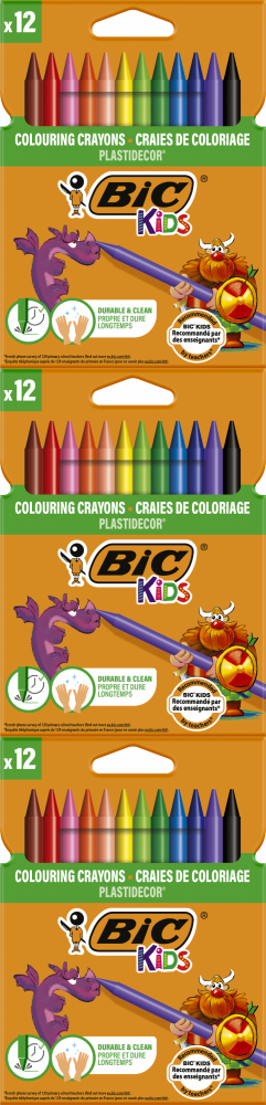 3x Kredki świecowe BIC Kids Plastidecor, 12 sztuk, mix kolorów