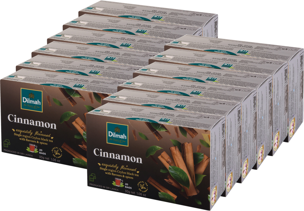 12x Herbata czarna aromatyzowana w torebkach Dilmah Cinnamon, cynamon, 20 sztuk x 1.5g