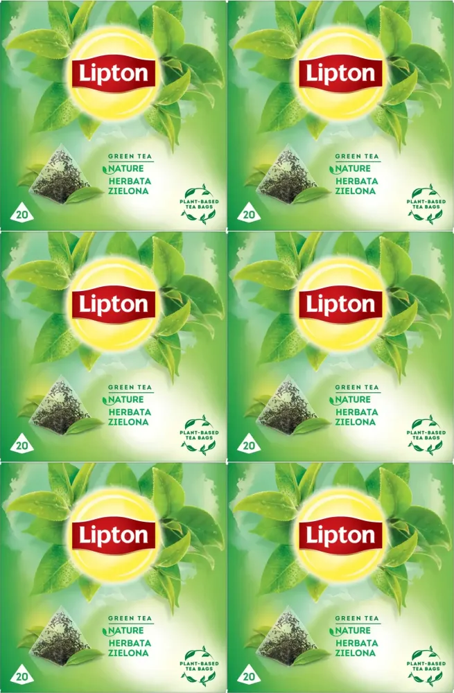 6x Herbata zielona w piramidkach Lipton Green Tea Nature, 20 sztuk x 1.5g