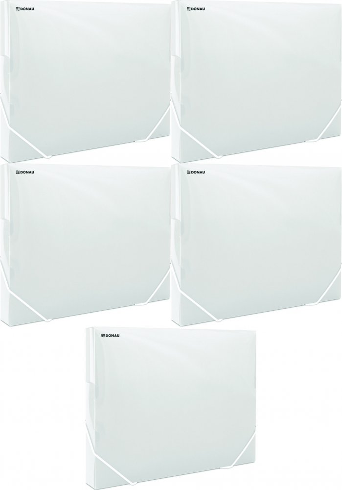 5x Teczka plastikowa z gumką poszerzana Donau, A4, 700μm, 300 kartek, przezroczysty