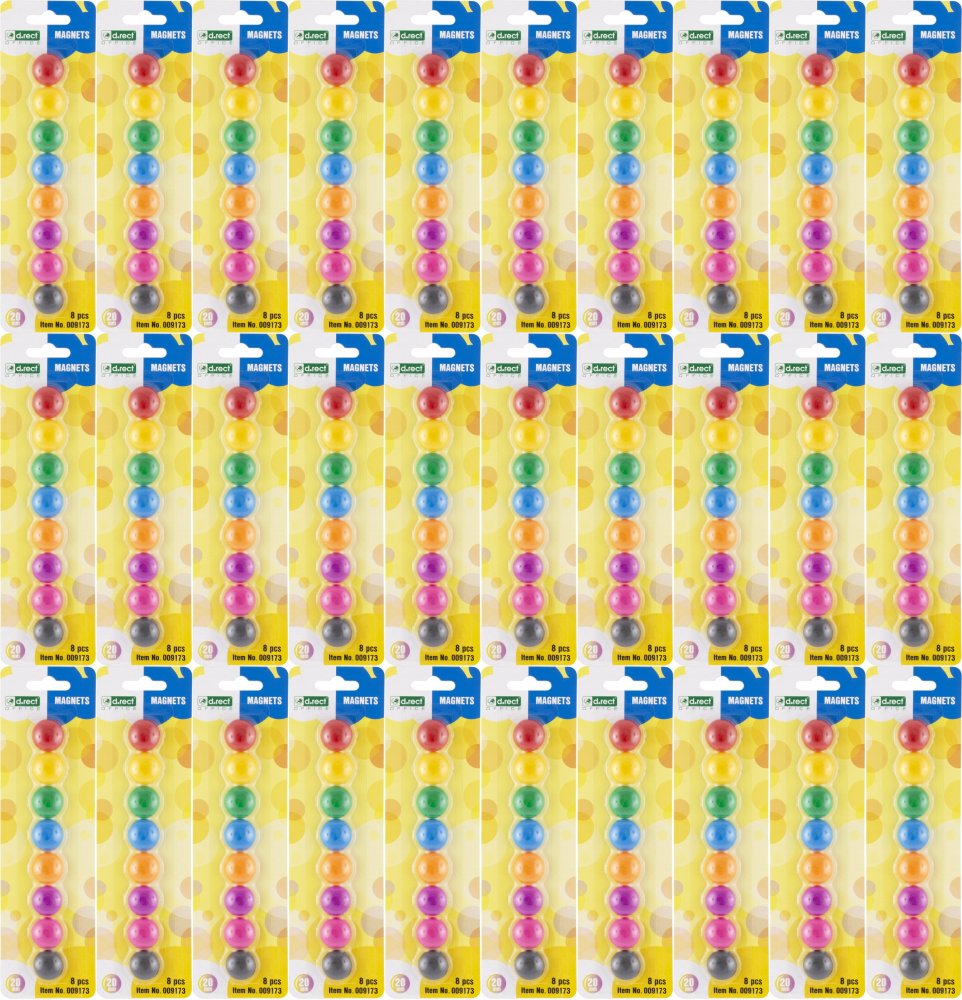 200x Magnesy D.Rect, 20mm, 8 sztuk, mix kolorów