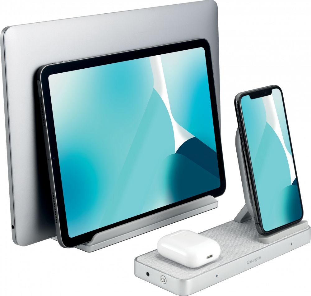 Stacja dokująca Kensington StudioCaddy, z ładowaniem Qi do urządzeń Apple, srebrny