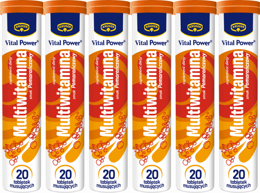 6x Tabletki musujące Vital Power multiwitamina, 90g, 20 tabletek