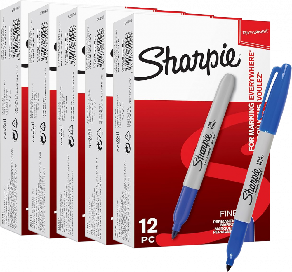 60x Marker permanentny Sharpie Fine, okrągła, 1mm, niebieski