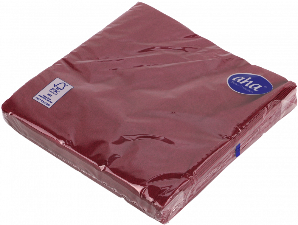 Serwetki stołowe A-ha, 3-warstwowe, 33x33cm, 20 sztuk, bordowy