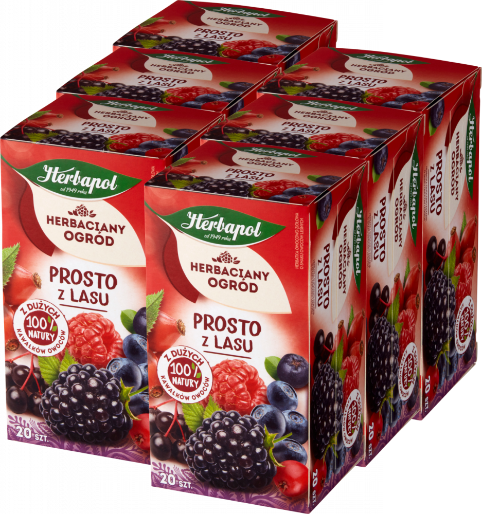 6x Herbata owocowa w torebkach Herbapol Herbaciany Ogród Prosto z lasu, owoce leśne, 20 sztuk x 2,5g
