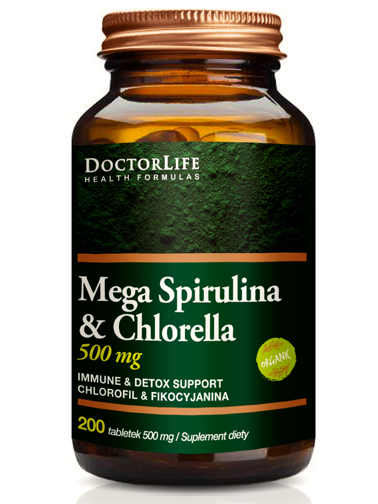 Doctor life mega spirulina and chlorella, 200 tabletek