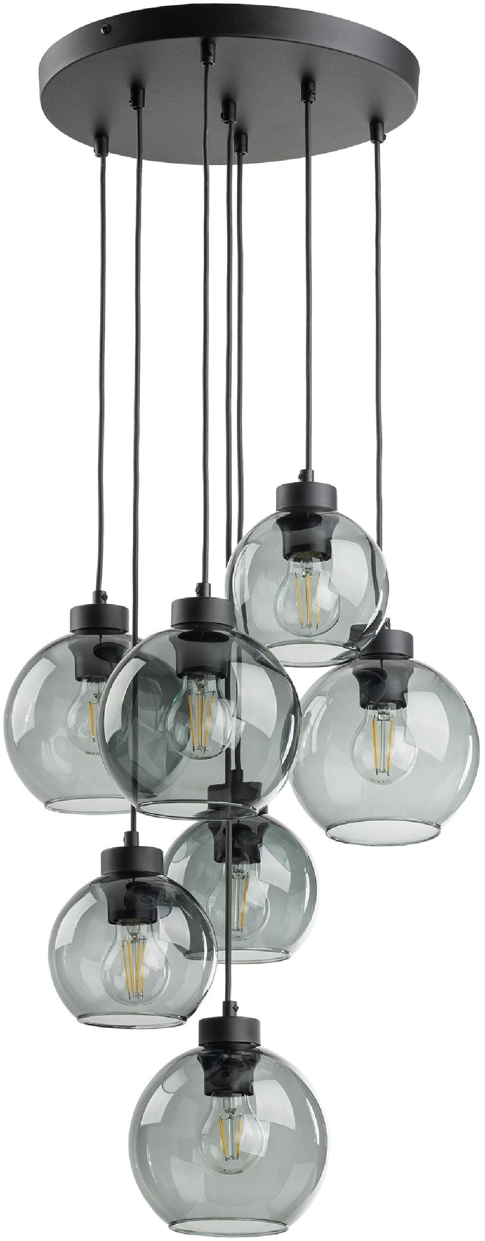 TK Lighting Cubus lampa wisząca 7x15 W czarna 10207