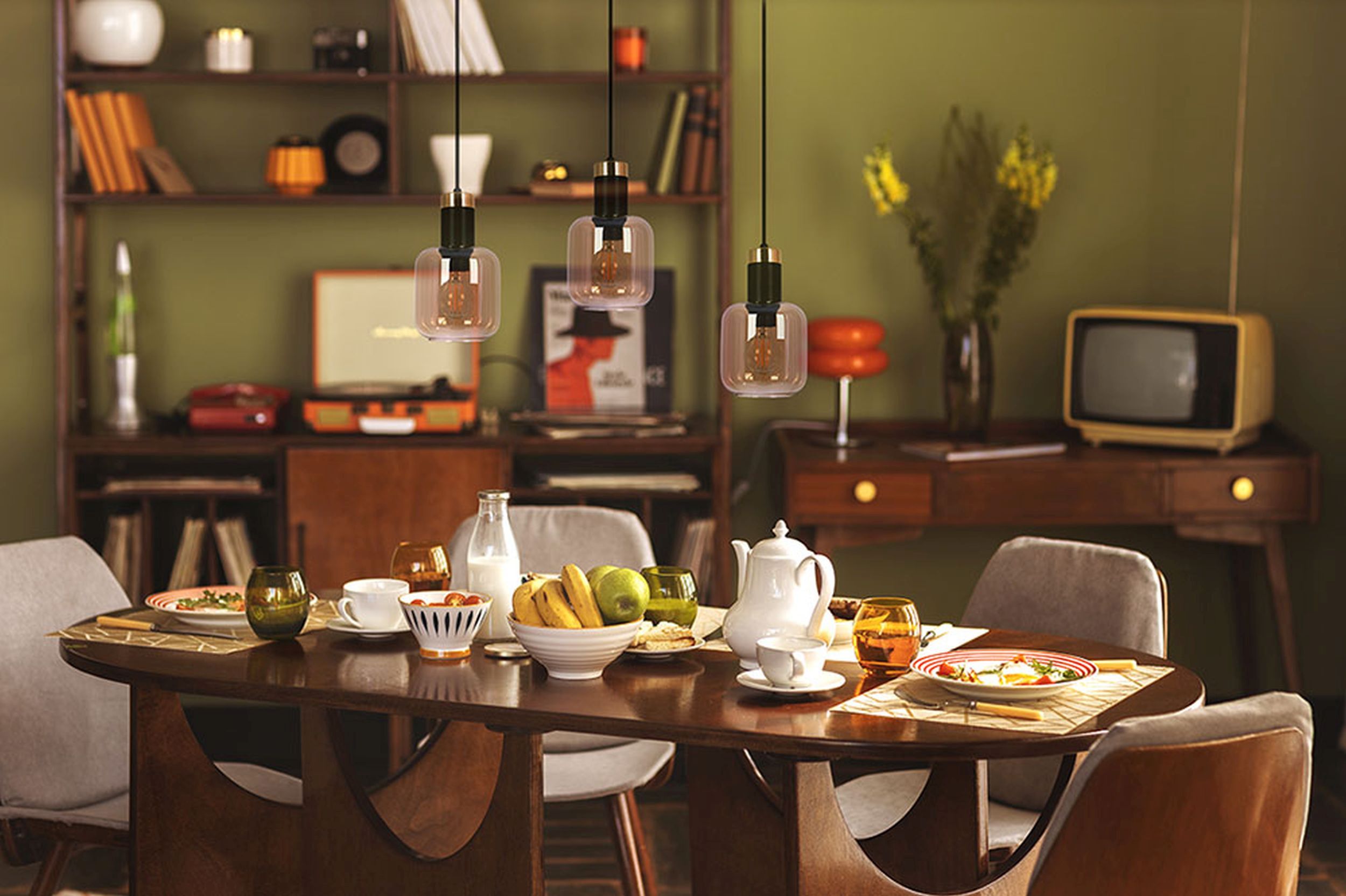 Kaja Doka lampa wisząca 3x40W czarny/bursztynowy K-5268