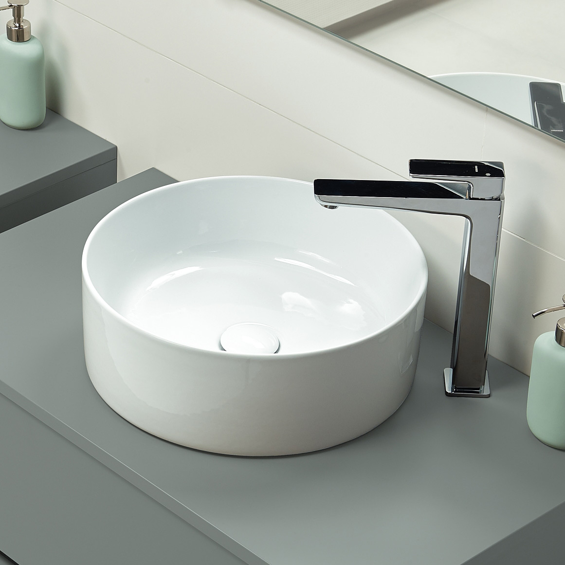 Cersanit Crea umywalka 38 cm nablatowa okrągła biała EcoBox K114-020-ECO - Wysyłka w 24h