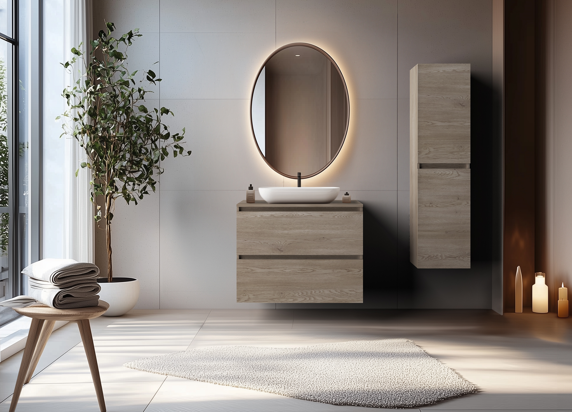 Rodan Simple szafka 80x46x60,7 cm podumywalkowa wisząca dąb