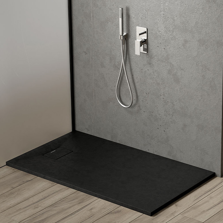 Oltens Bergytan brodzik 120x80 cm prostokątny RockSurface czarny mat 15103300 - Wysyłka w 24h