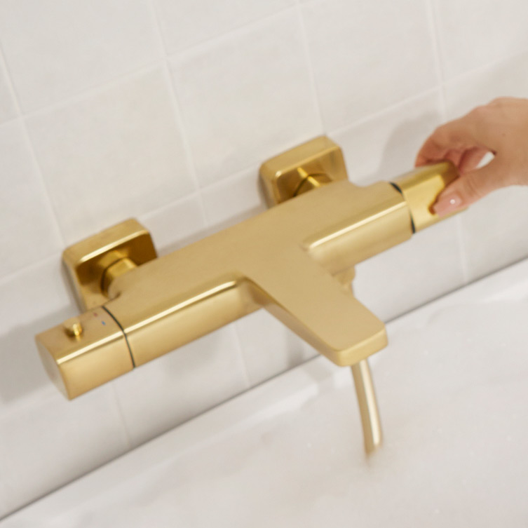 KFA Armatura Malaga Brushed Light Gold bateria wannowo-prysznicowa ścienna termostatyczna złoto szczotkowane 5754-010-31