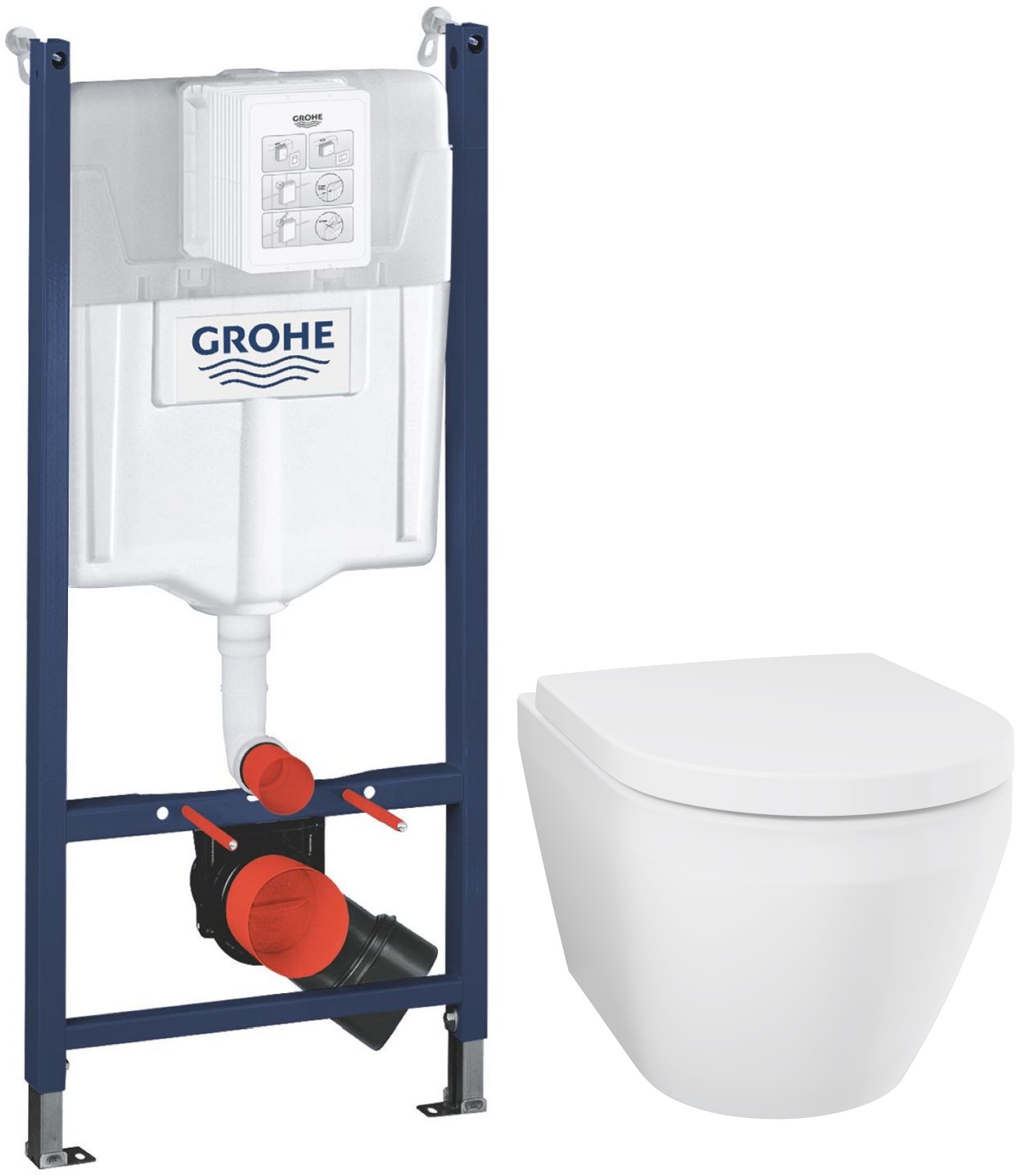 Zestaw Grohe Solido stelaż podtynkowy WC z miską Euro Ceramic i deską wolnoopadającą biały połysk (38971000, 102510SH00)