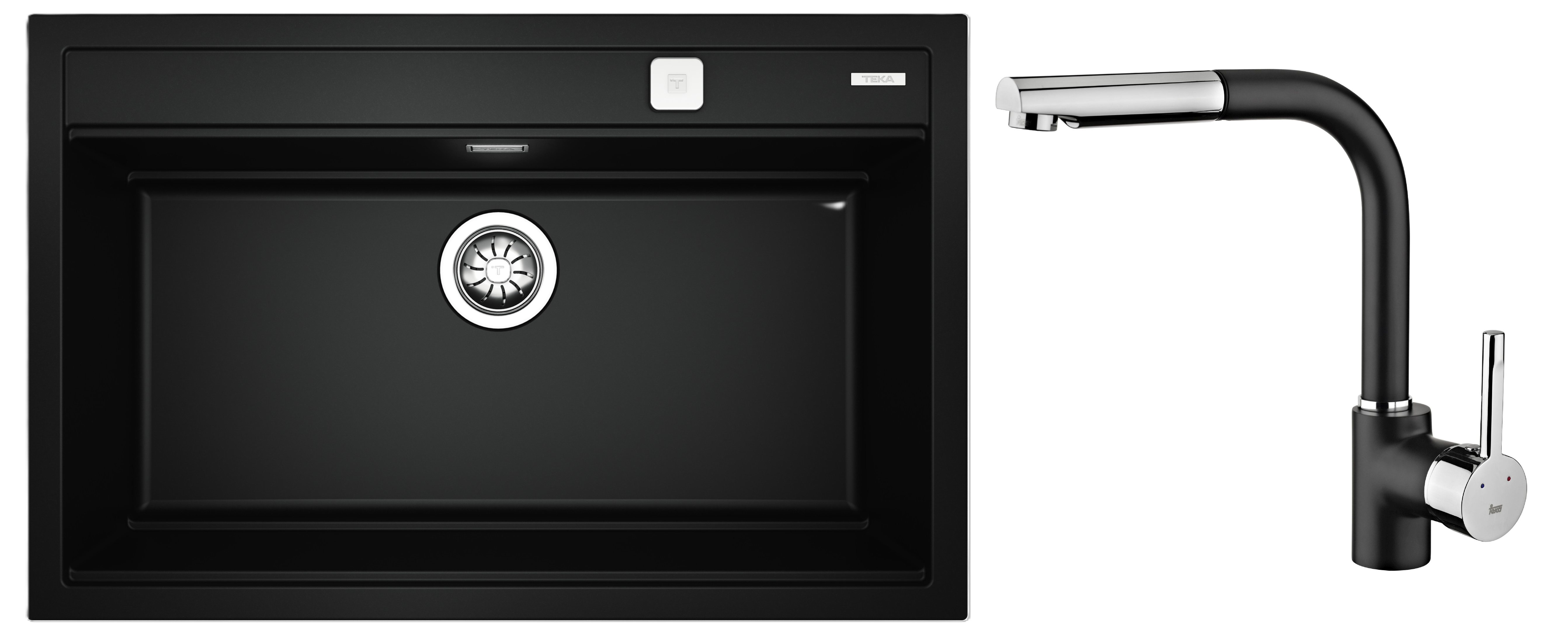 Zestaw Teka Nova XXL zlewozmywak Tegranit 79x51 cm czarny z baterią kuchenną ARK 938 czarny/chrom (115230057, 23938120N) - Wysyłka w 24h