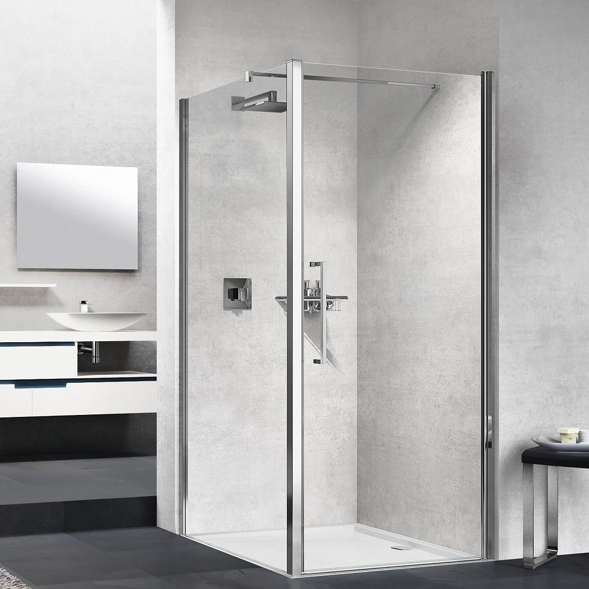 Novellini Young 2.0 F1B ścianka prysznicowa 99 cm boczna chrom/szkło przezroczyste Y2F1B99-1K