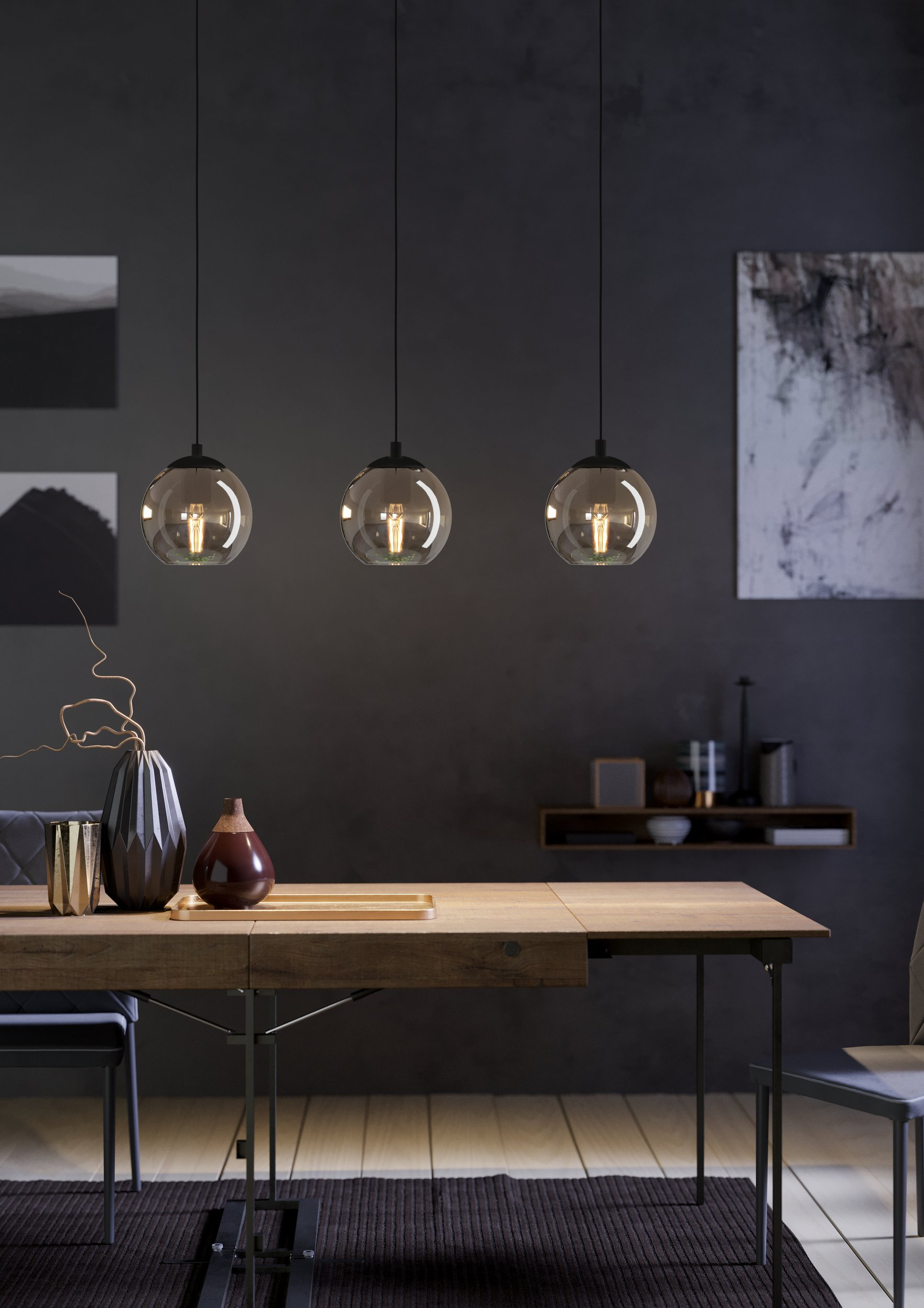 Eglo Ariscani lampa wisząca 3x40 W czarna-szary/popielaty 98652