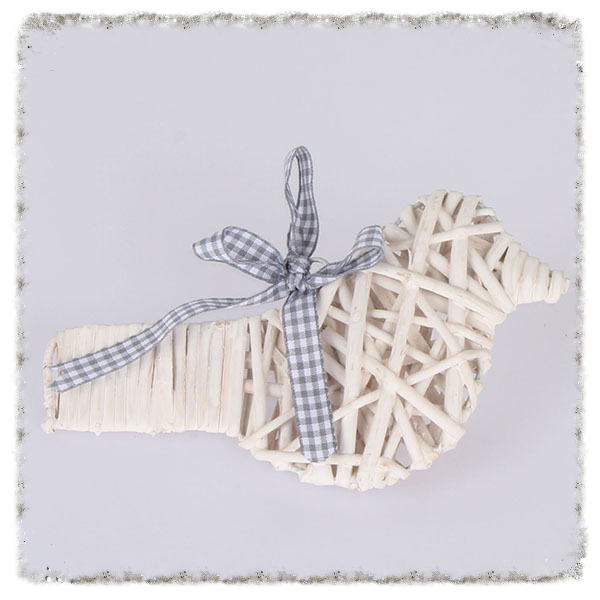 Rattanowy ptaszek, zawieszka ze wstążką 15cm