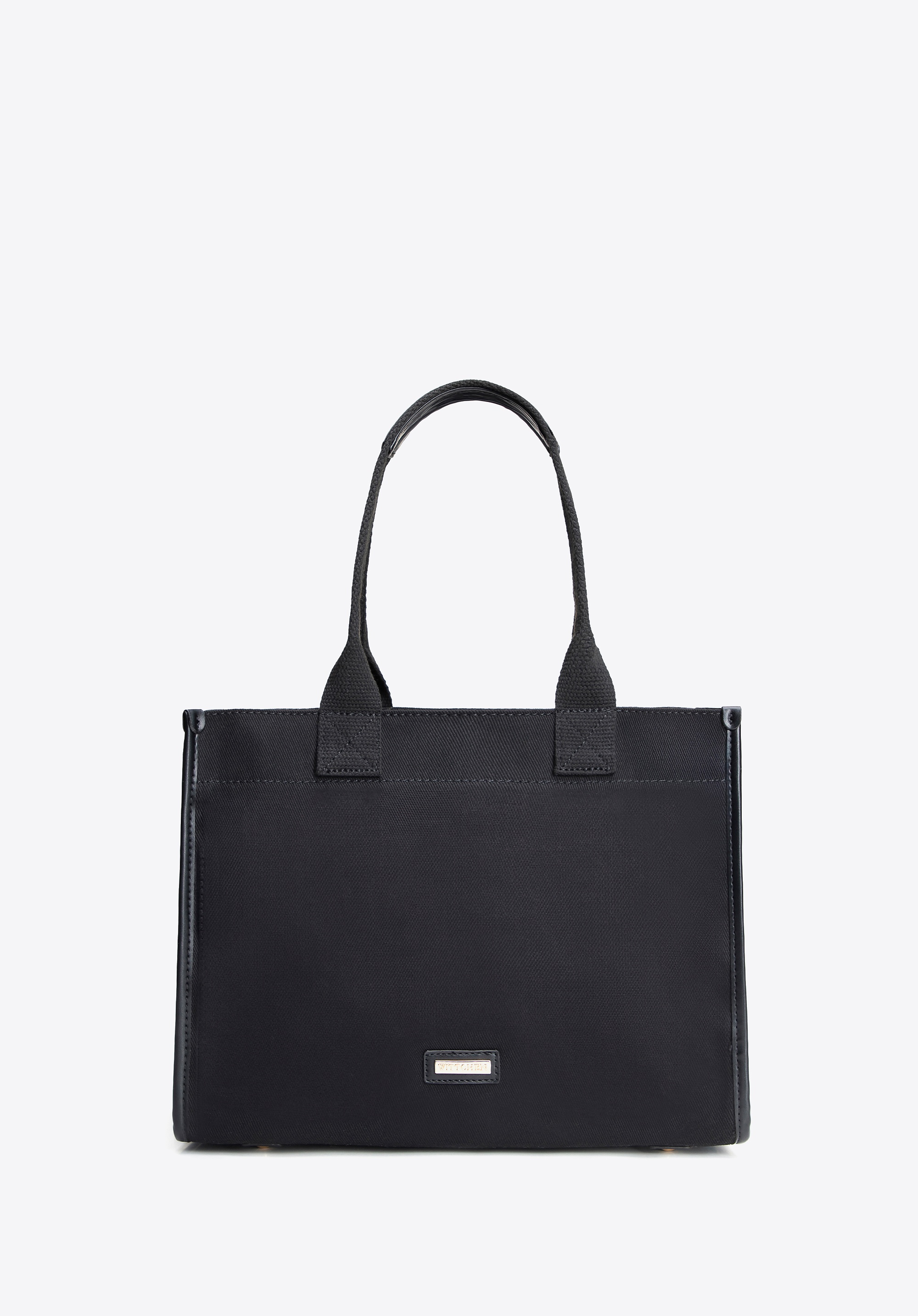 Damski kuferek ze wstawkami z ekoskóry czarny