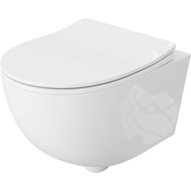 LAVITA Miska WC podwieszana BRAVA bezkołnierzowa z deską duroplastową