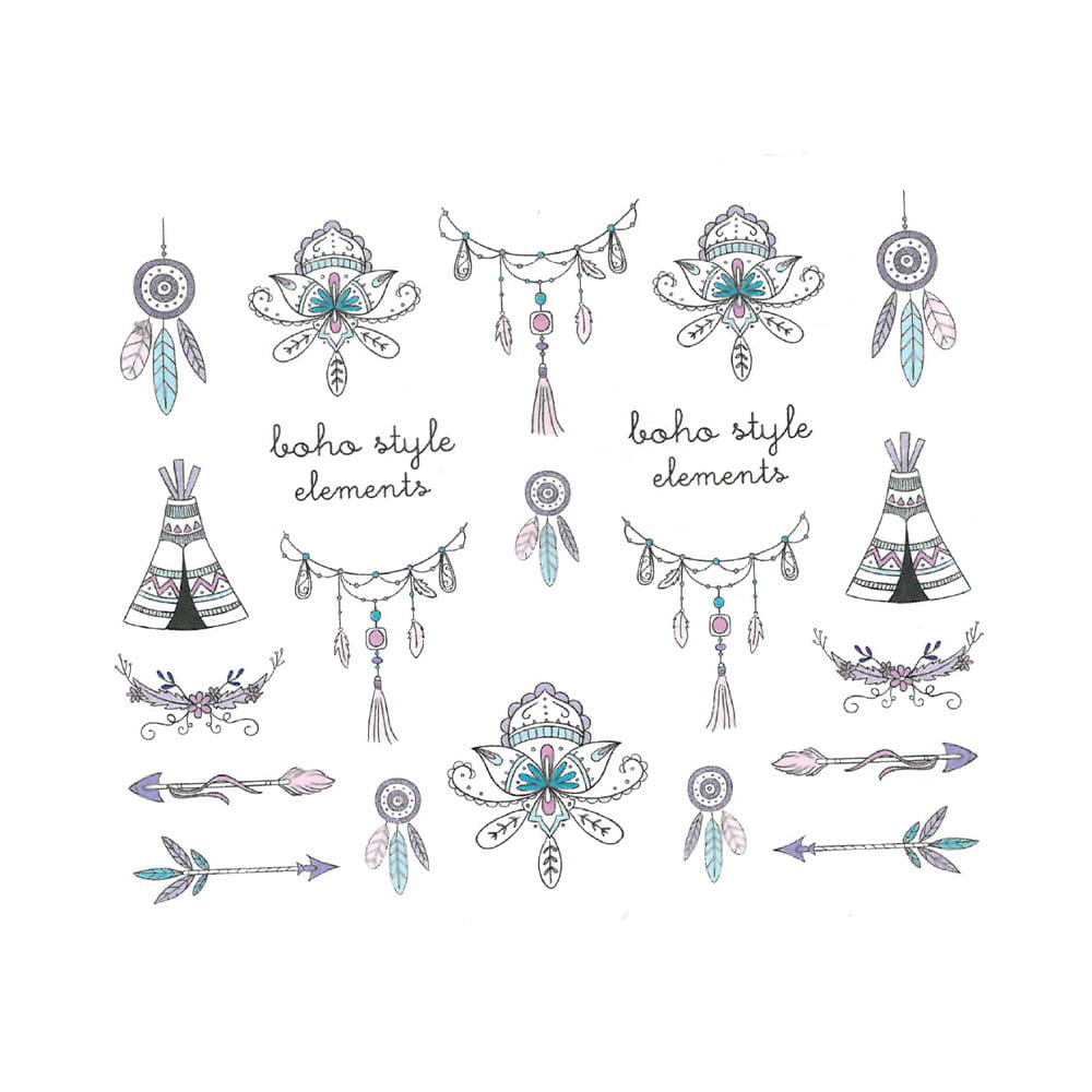Naklejki wodne do paznokci wzory ornamenty BN-912