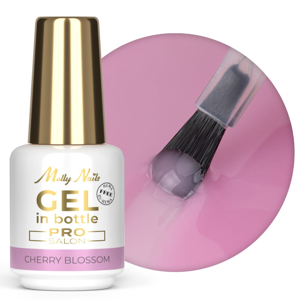 Żel budujący w butelce z pędzelkiem Gel in Bottle Molly Nails Pro Salon Cherry Blossom HEMA/Di-HEMA Free 15g