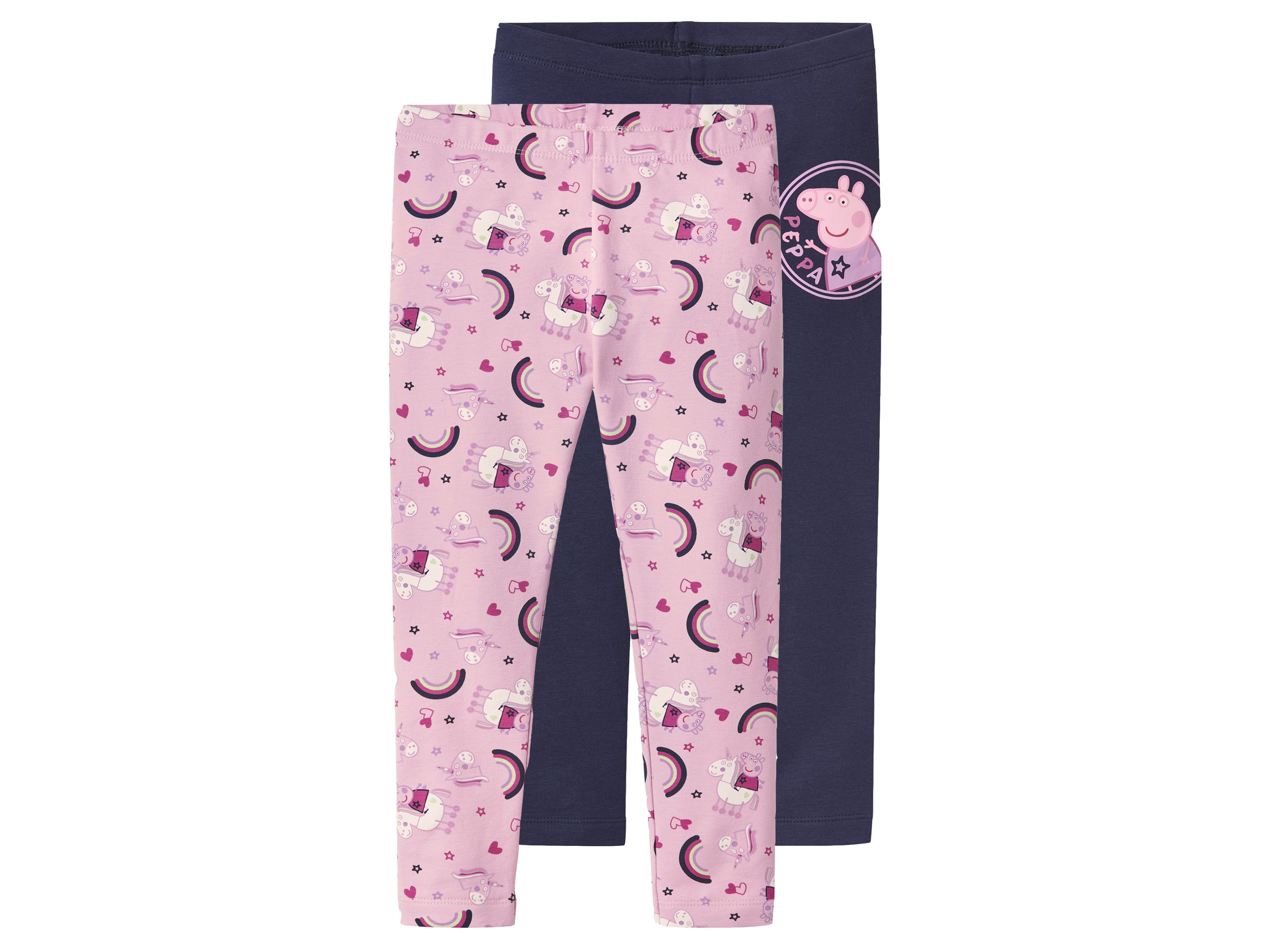 Legginsy termiczne dziecięce z bawełną, 2 pary Granatowy/różowy, 98/104