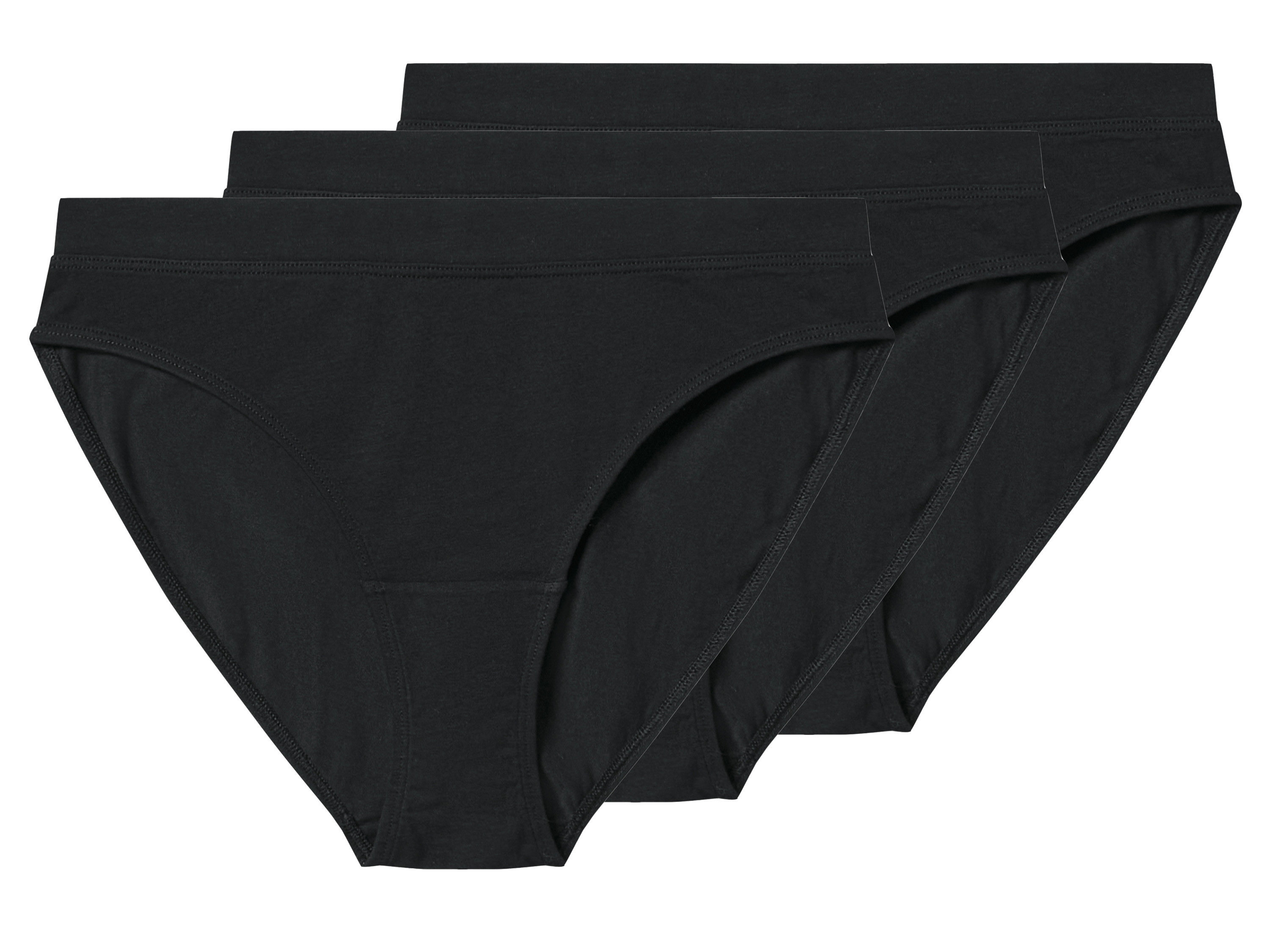 esmara Majtki damskie z biobawełną, 3 pary Czarny, L44/46