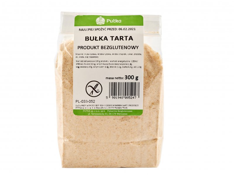 BEZGLUTENOWA Bułka Tarta 300 g - Piekarnie Cukiernie Putka