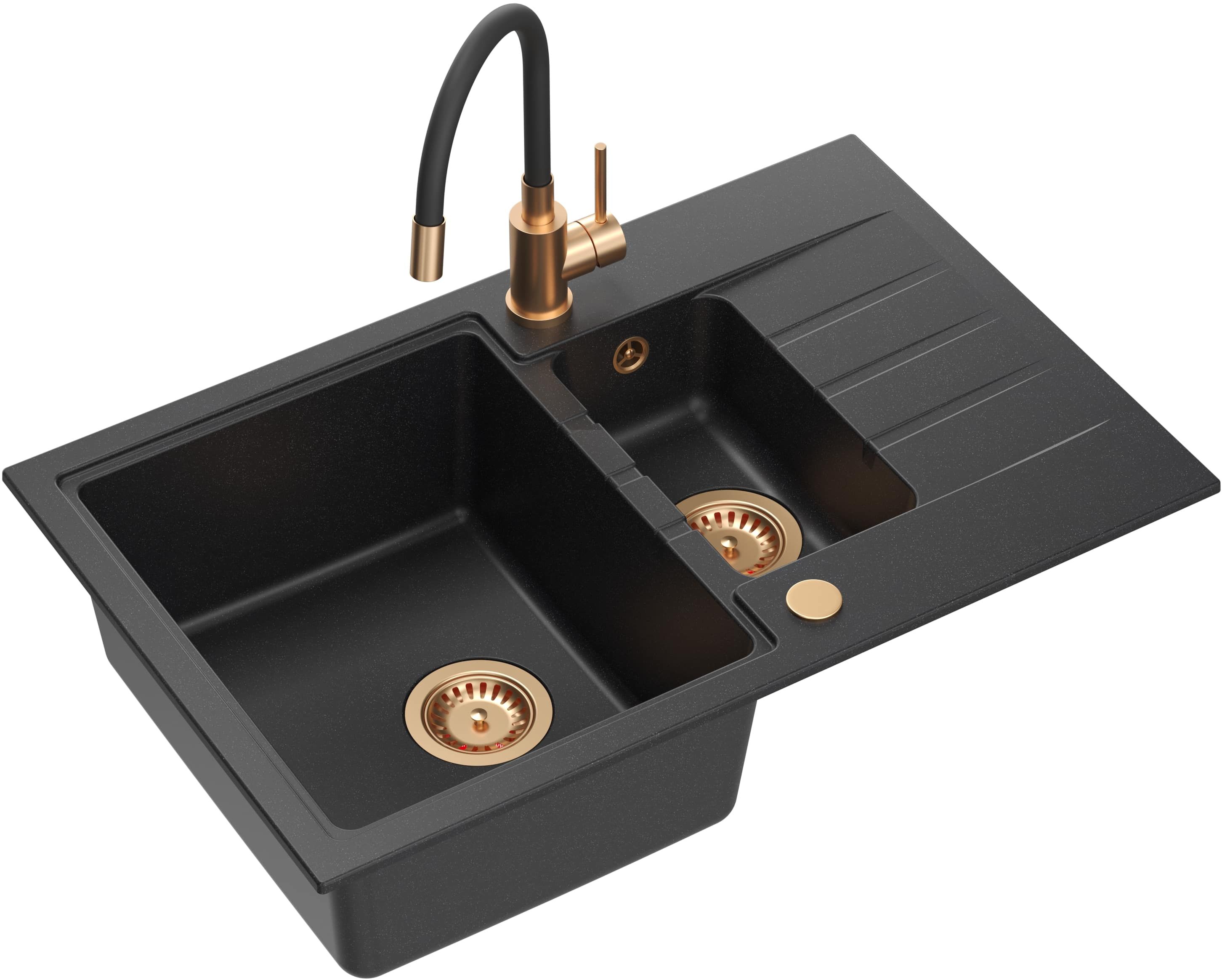 Darmowa Dostawa - Zlewozmywak z baterią czarny/czarny Quadron Peter HCQP57850CZK3323503PVDC1