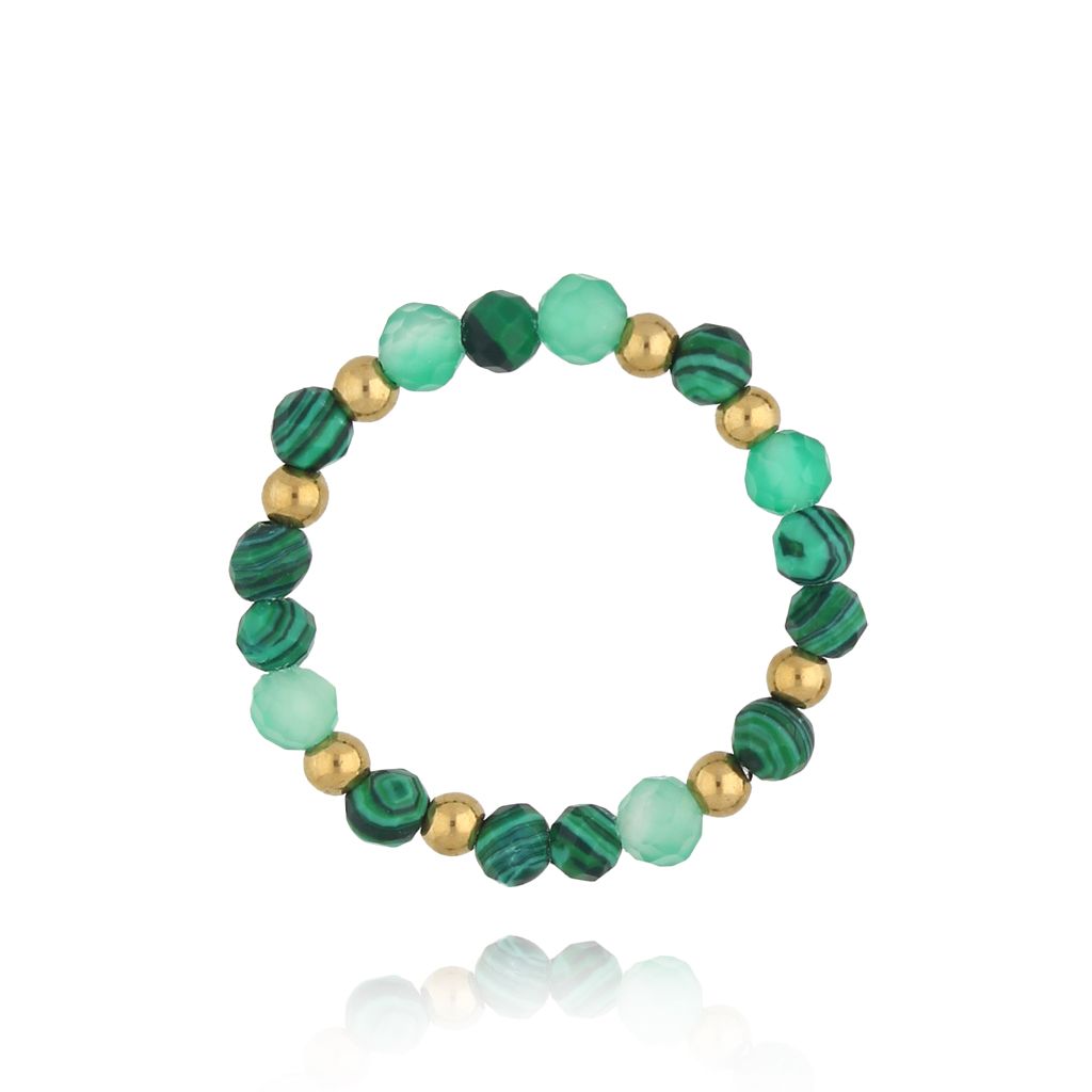 Pierścionek elastyczny zielony z kamieniami Latifa PSC0504 - By Dziubeka