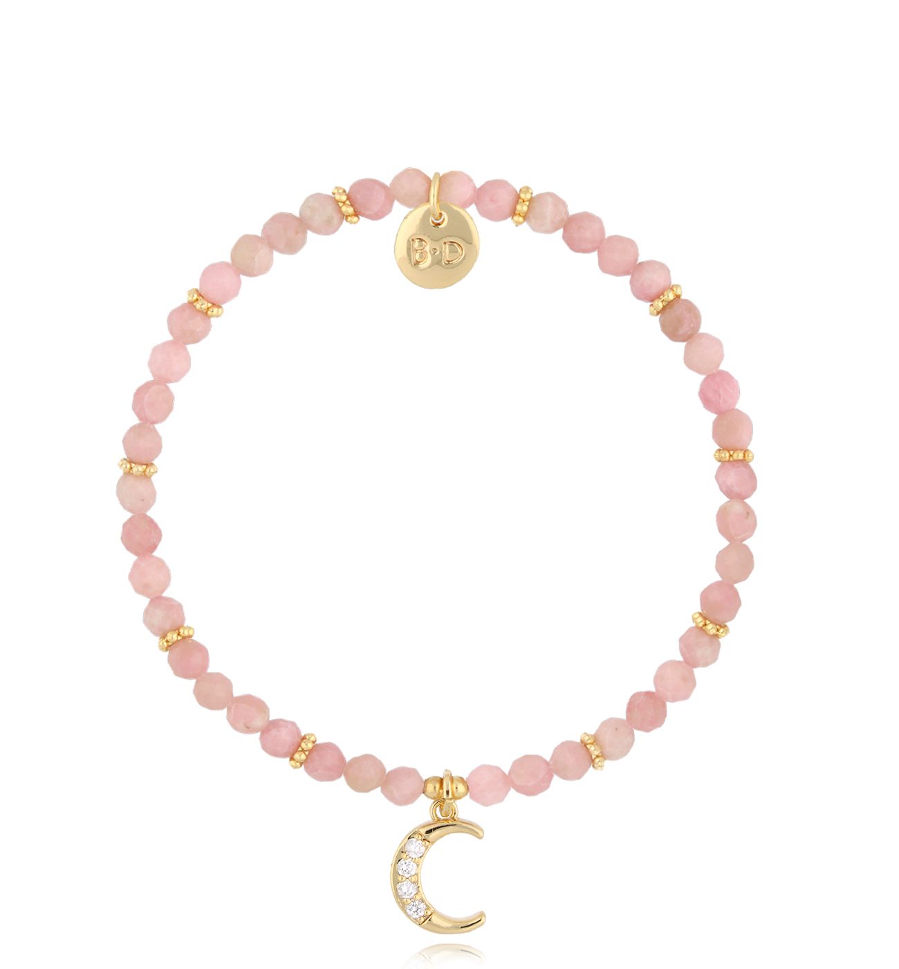 Bransoletka z różowymi opalami i księżycem Richmond - By Dziubeka