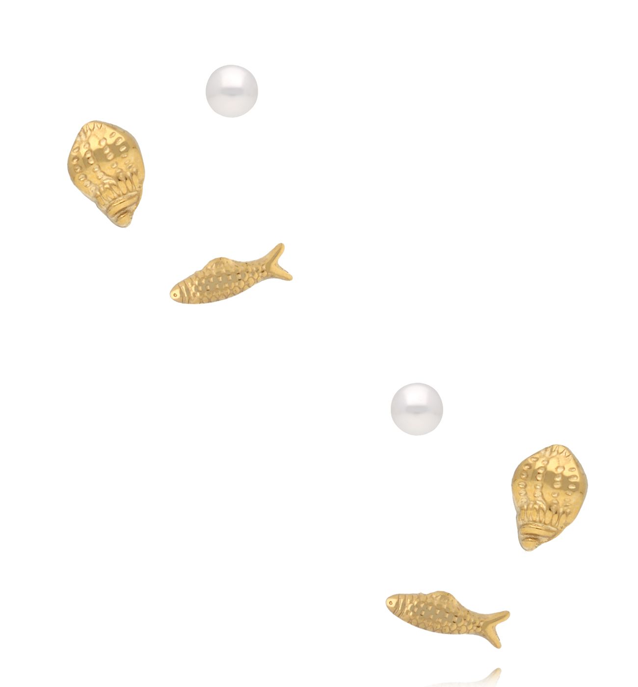 Zestaw morskich kolczyków, muszelki, rybki, perły KSY0347