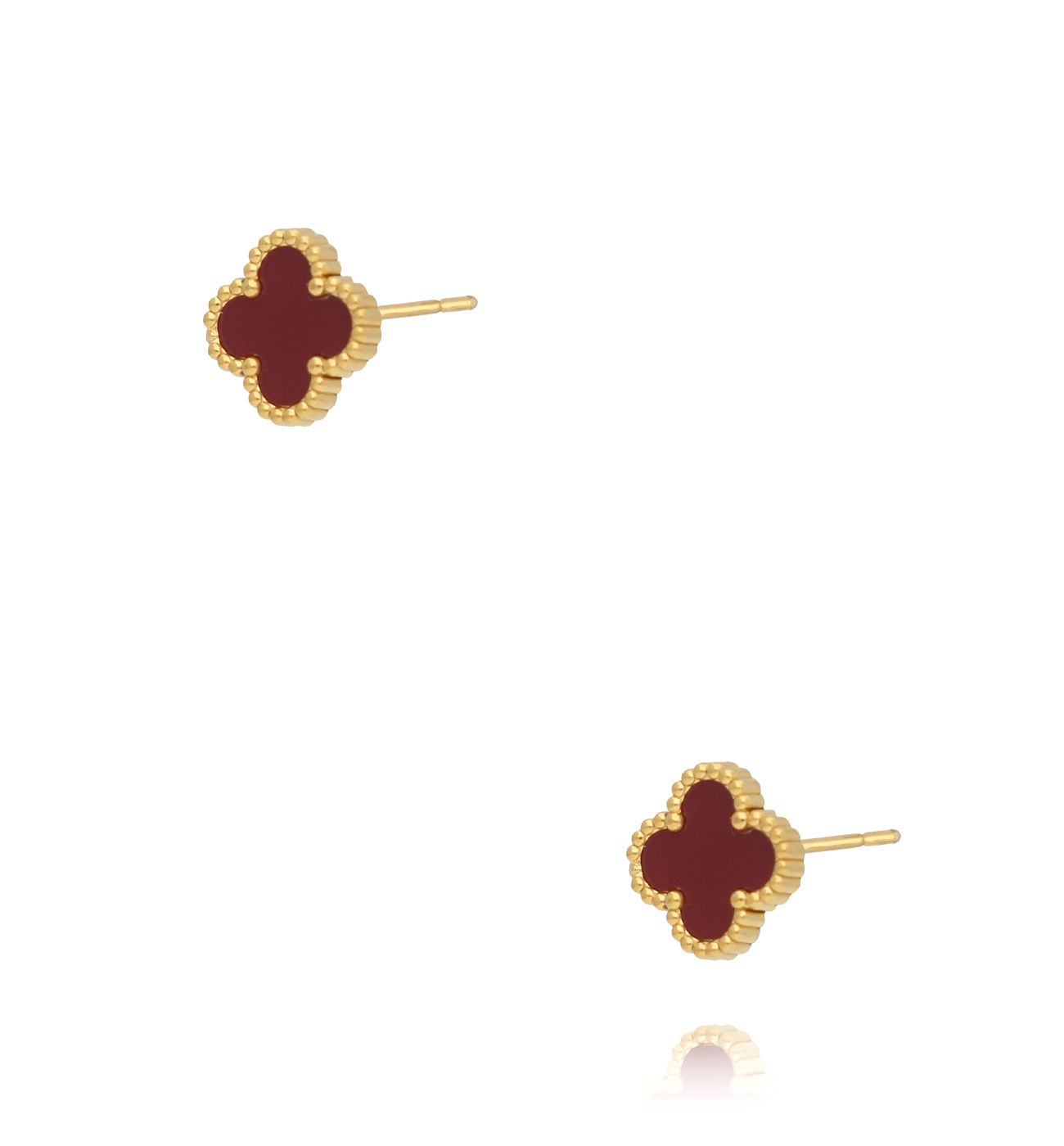 Kolczyki koniczynki bordowe KSY0264 - By Dziubeka