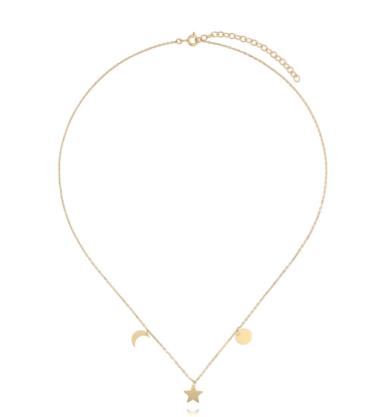 Naszyjnik z gwiazdką i księżycem złoty - By Dziubeka
