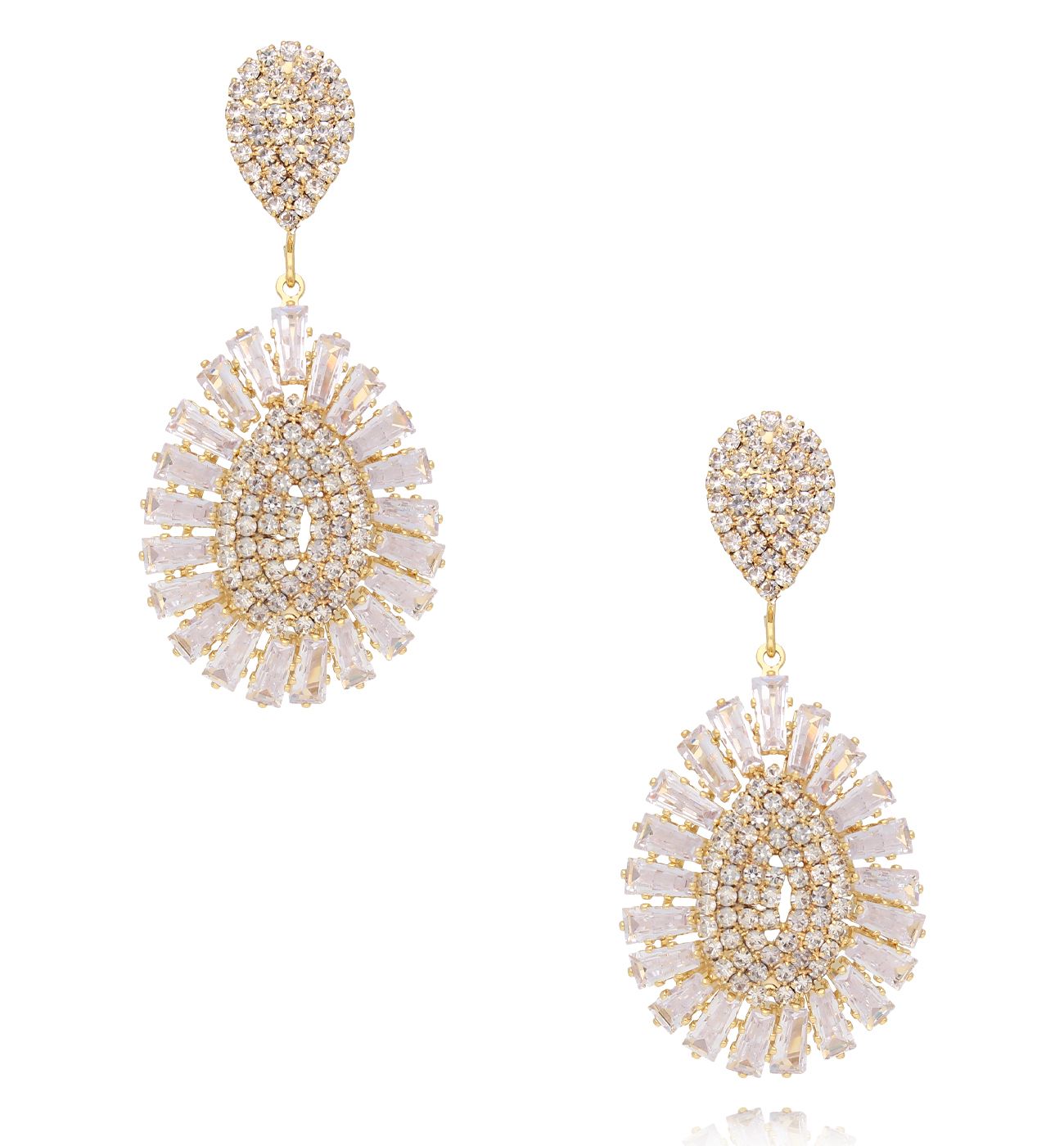 Kolczyki wiszące z kryształkami złote KLU0202 - By Dziubeka