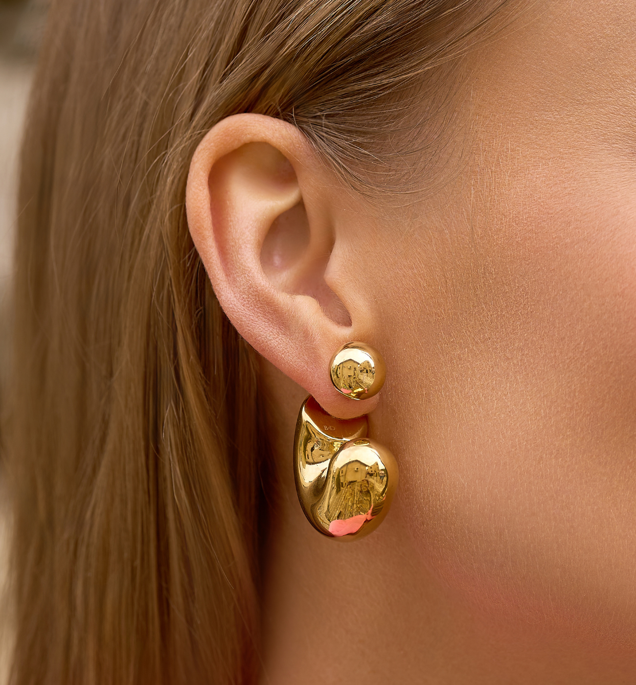 Kolczyki złote dmuchane z kulką Adorn KSA1521